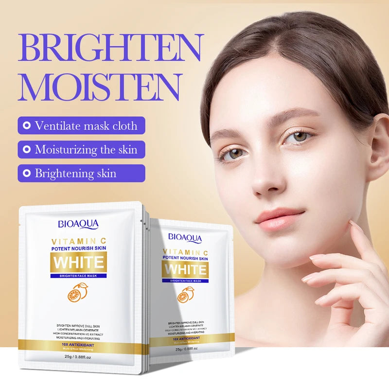 BIOAQUA Vitamin C Whitening Sheet Mask 10pcs – Anti-Aging