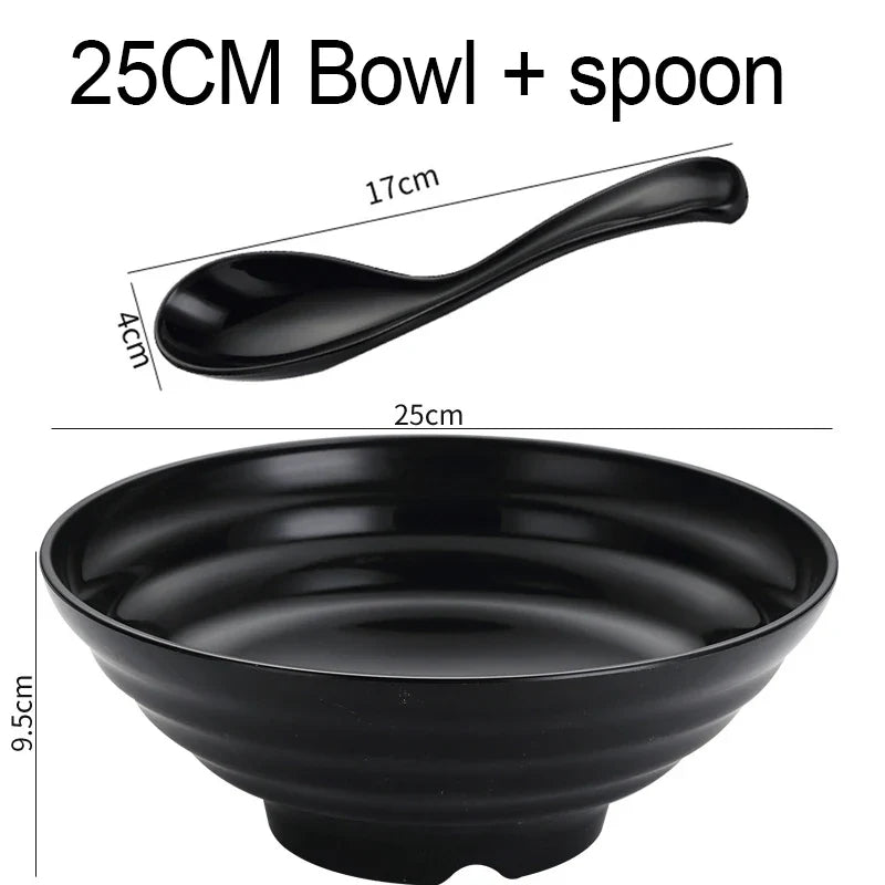 Thickened Plastic Ramen Bowl – Anti-Slip Noodle & Salad Bowl