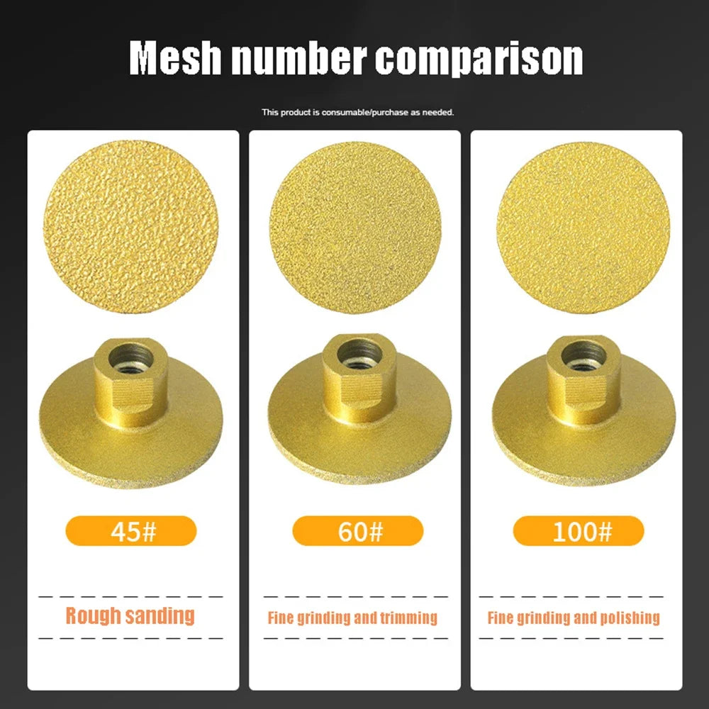 Diamond Brazed Flat Grinding Head 2" M10/M14 Stone Polishing Pad