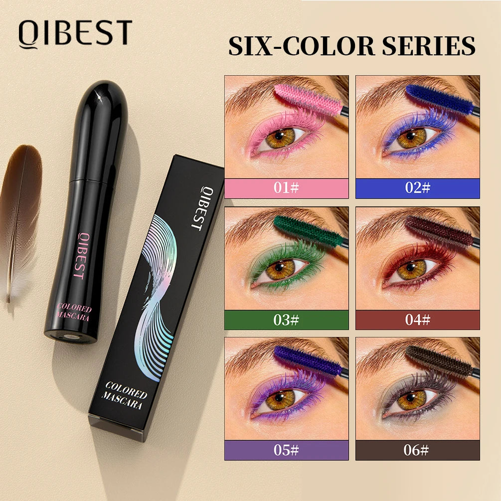 QIBEST Colorful Mascara Waterproof Fast Drying Eyelashes Extension Curling Lashes Makeup Purple Green Blue Black Red Mascara Peaceful Pleasures Health and Wellness