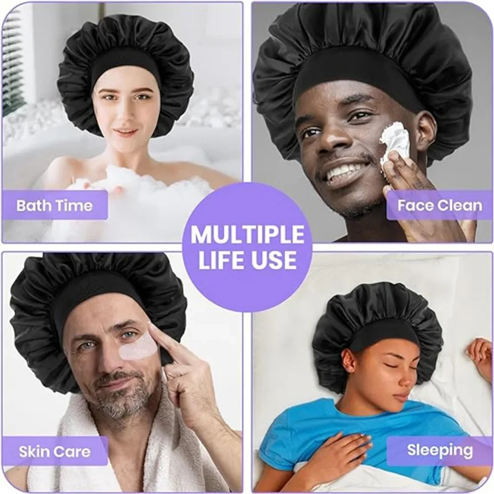 Double Layer Satin Sleep Bonnet for Curly Natural Hair Women