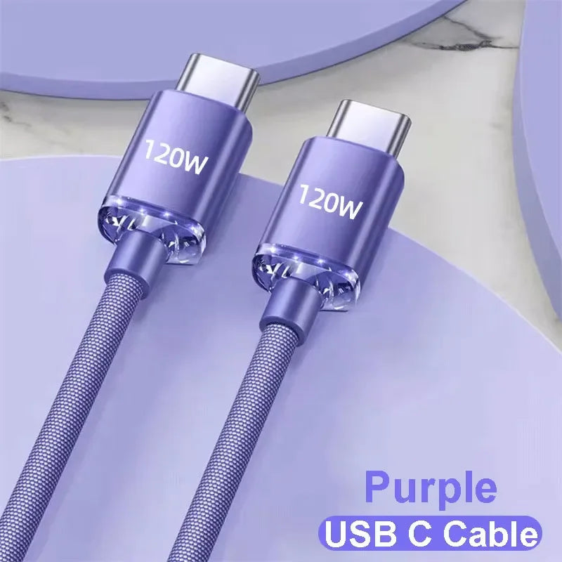 120W USB-C to USB-C Fast Charging Braided Cable | 6A PD