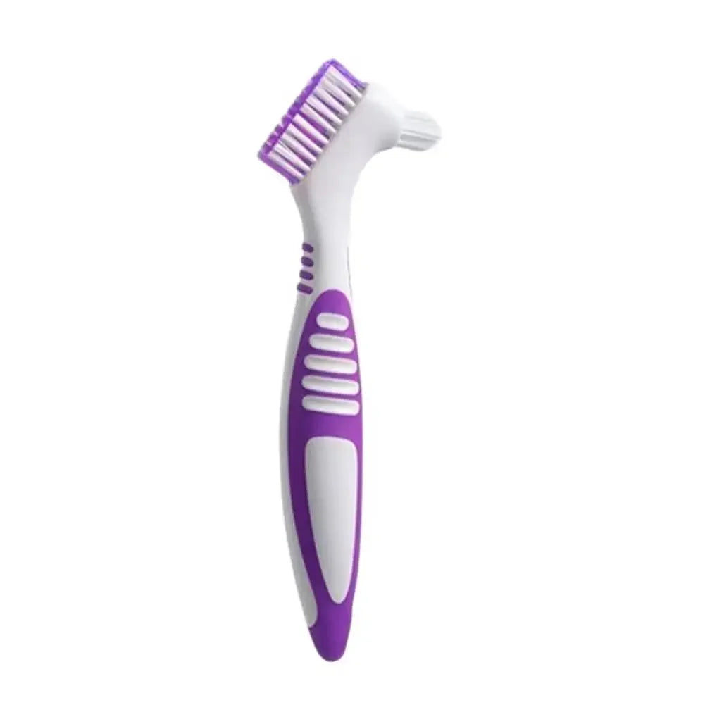 Denture Brush Denture Toothbrush With Multi-Layered Bristles & Anti-Slip Handle Denture Cleaning Care Double Sided Toothbrush Peaceful Pleasures Health and Wellness C