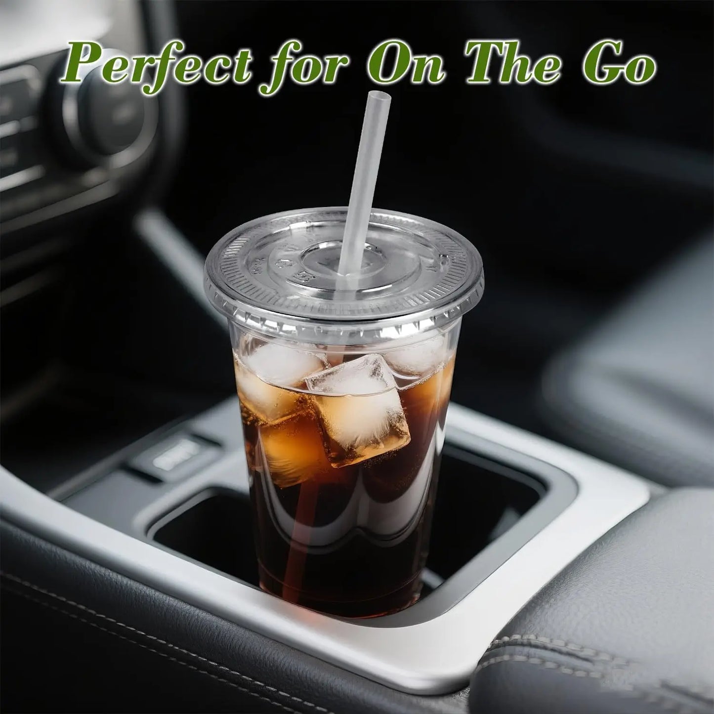 32oz Clear Plastic Cups with Flat Lids Boba Tea Straws BPA Free Premium Crystal 1L Smoothie Cup Lemonade Milkshake Huge Cups Peaceful Pleasures Health and Wellness