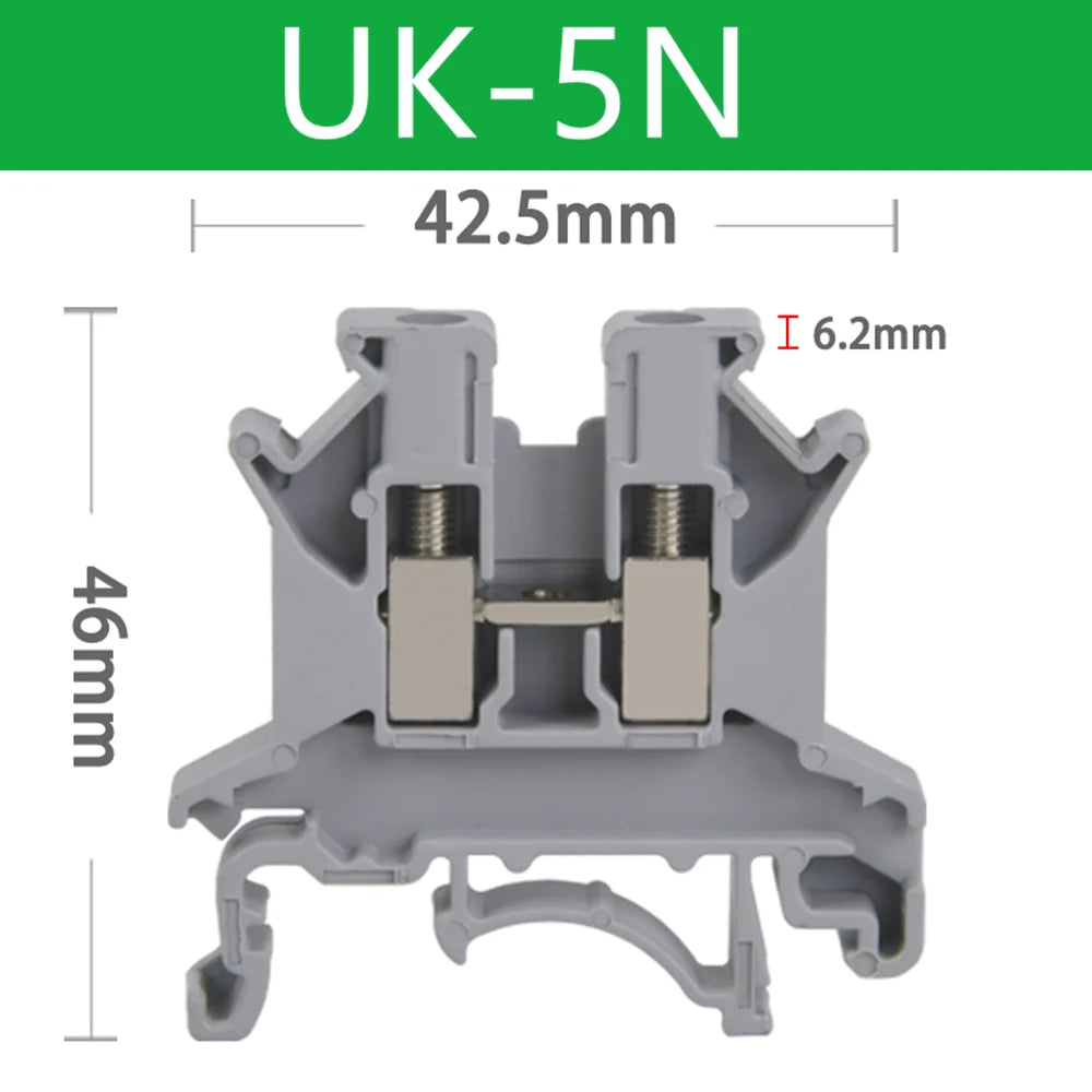 10Pcs UK5N Screw Wire Connector 4mm² Cable Feed-through Connection 12AWG Plug Electrical Mount UK-5N DIN Rail Terminal Block Peaceful Pleasures Health and Wellness
