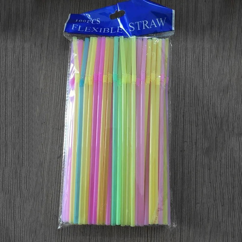 Multicolor Fluorescent Bendable Drinking Straws – Party & Wedding
