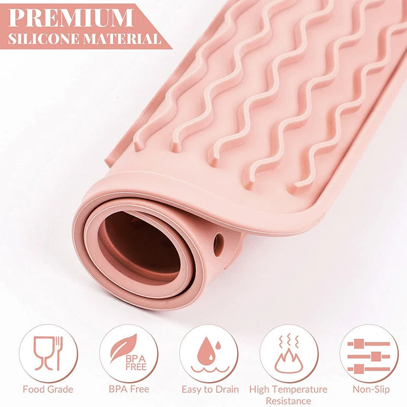 Silicone Dish Drying Mat Protector Sink Mat Table Kitchen Home Anti Slip Drying Dishes Drain Mat Heat Resistant Kitchen Sink Mat Peaceful Pleasures Health and Wellness