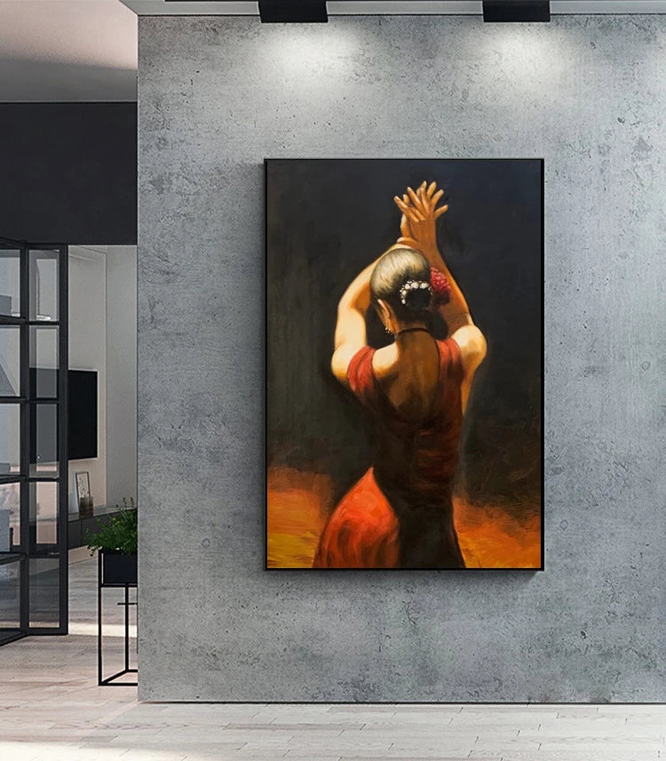 Hanging Canvas Paintings for Hotel, Living Room Dancer Painting, Latina Woman Oil Painting, High Quality, Hand-painted Painting Peaceful Pleasures Health and Wellness