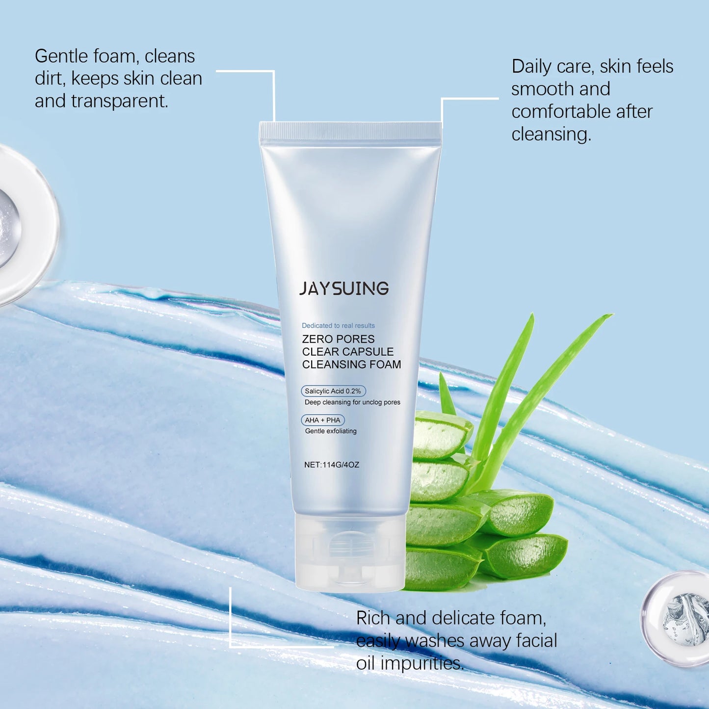 114g Salicylic Acid Cleansing Foam Oil-Control Cleansing Foam Deeply Cleans Pores Moisturizes Skin Refreshing Hydration Peaceful Pleasures Health and Wellness