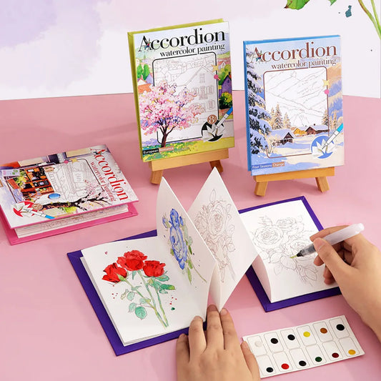 Exquisite Folding Watercolor Painting Adult Coloring Book Peaceful Pleasures Health and Wellness