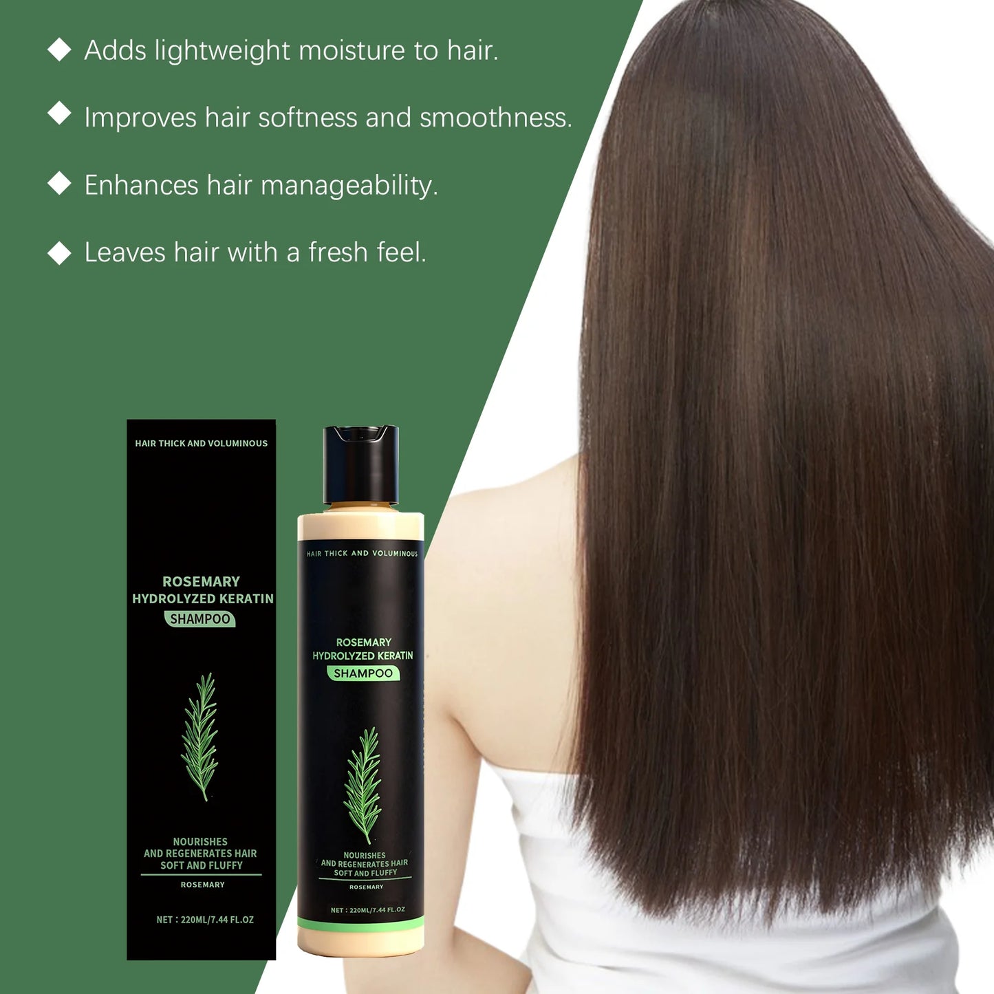 Rosemary Keratin Shampoo 220ml – Smooth, Moisturize & Volumize