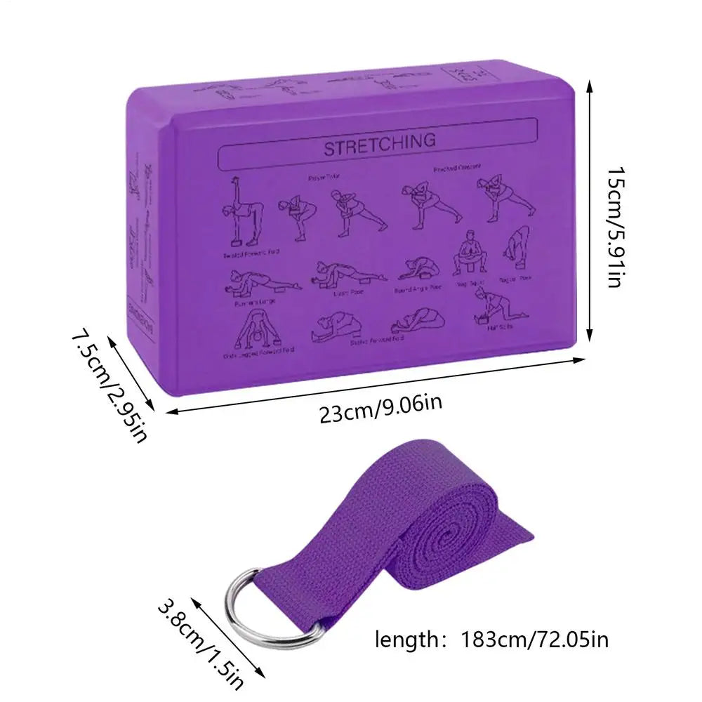 2-Pack EVA Yoga Blocks & Stretch Strap | Non-Slip Foam Bricks