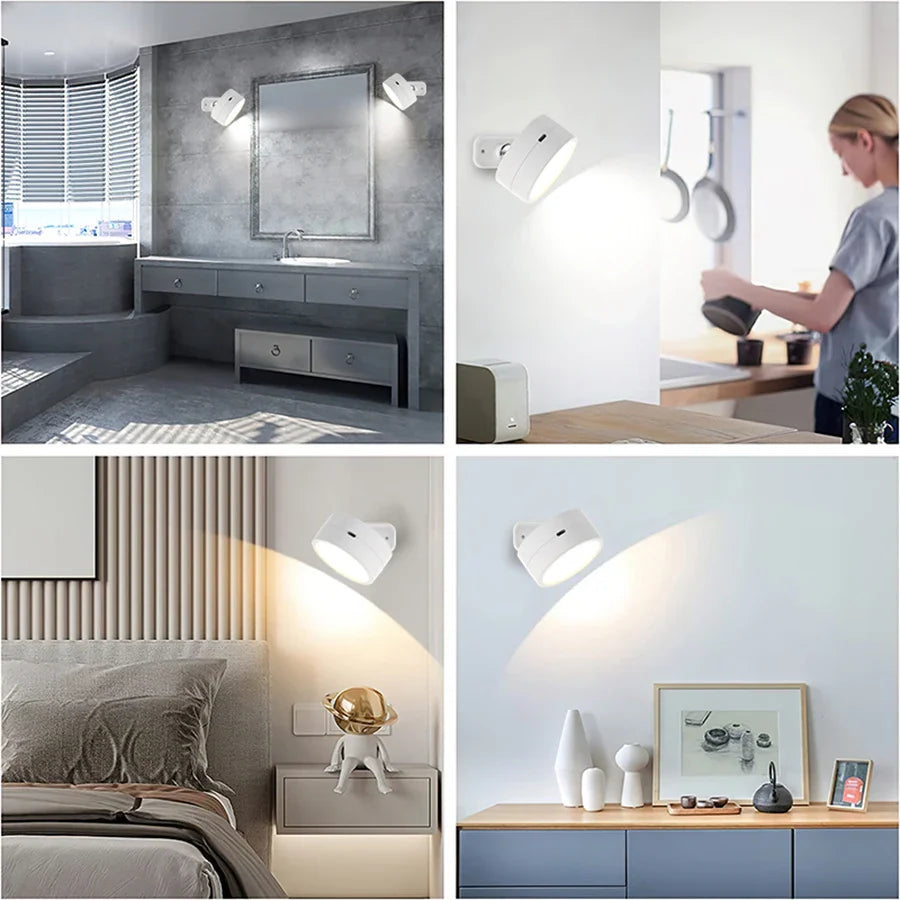 Rechargeable Wireless Magnetic LED Wall Lamp – 360° + Remote