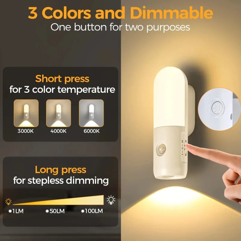 Motion Sensor Night Light – Wireless Magnetic Multi-Color Wall Light