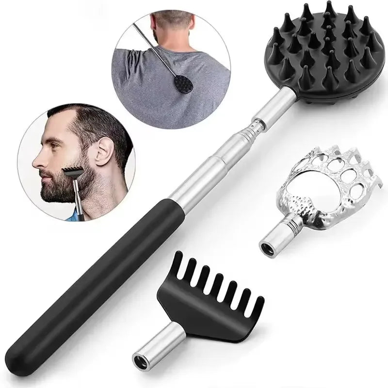 Itchy Scratch Retractable Back Gripper Double-Sided with 3 Detachable Gripper Heads Metal Claw/Rake for Hard-to-Reach Areas Peaceful Pleasures Health and Wellness