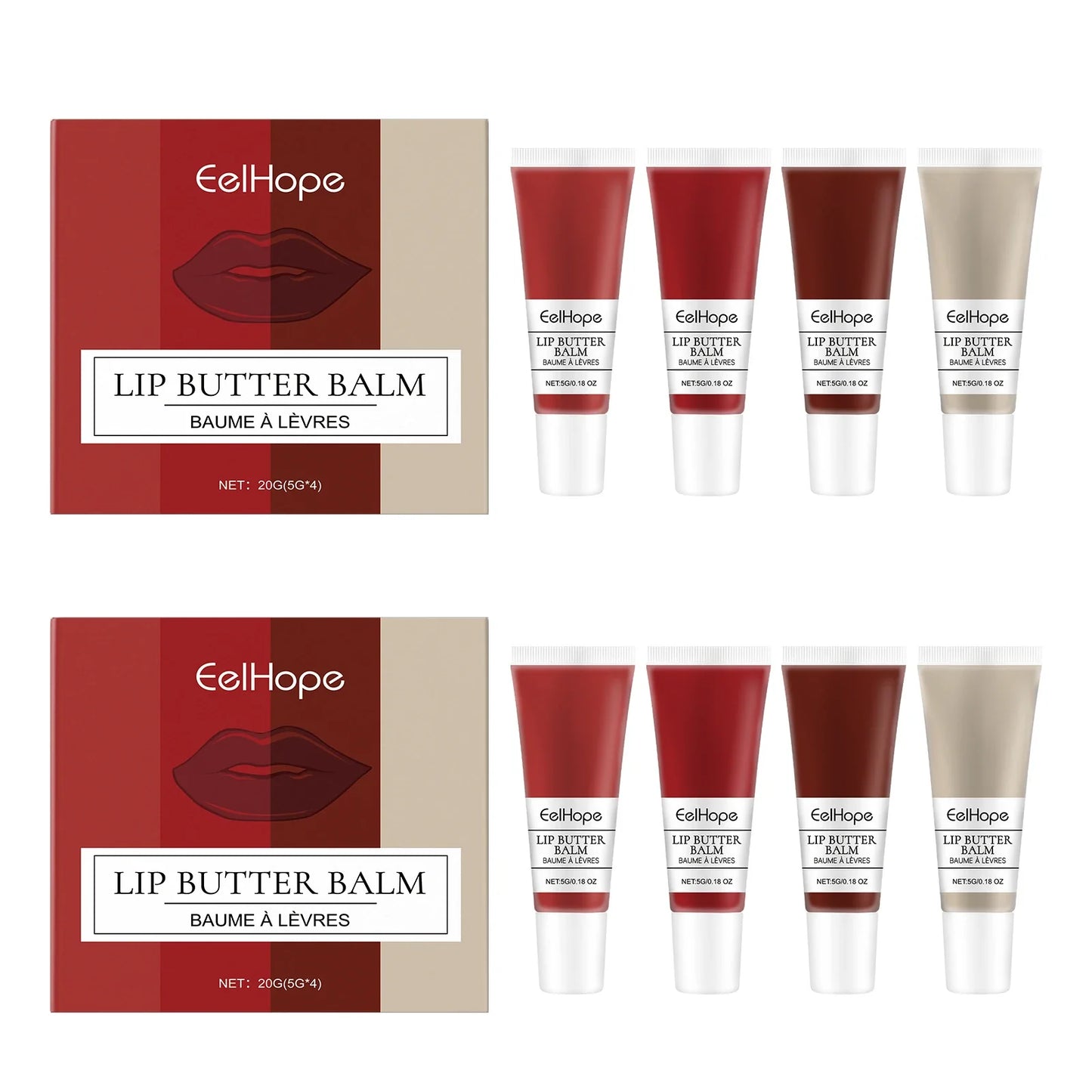 Eelhope 4-Color Lip Butter Balm Set – Moisturizing & Glossy