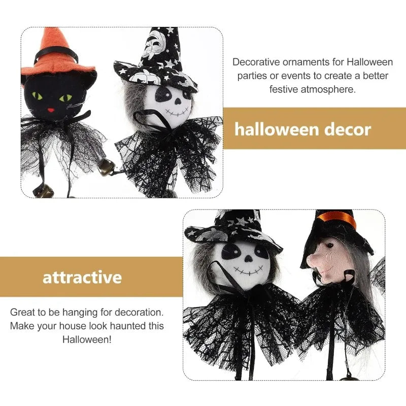 Halloween Gnome Hanging Ornaments Set of 4 | Pumpkin Witch Ghost