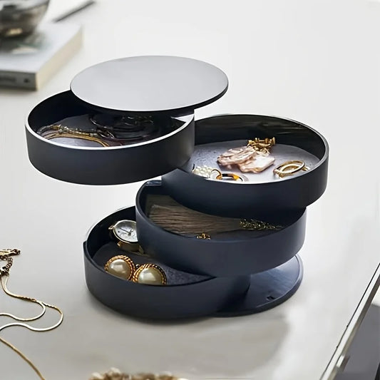 Multi-Layer Desktop Organizer with Lid | Jewelry & Makeup Storage Desktop Organizer Oasis Select black