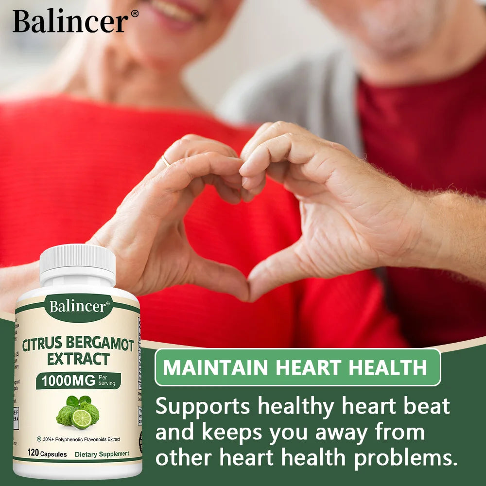 Citrus Bergamot Capsules 1000mg, Heart Health, Cardiovascular, Cholesterol & Blood Sugar & Immune Health Support, Antioxidant Peaceful Pleasures Health and Wellness
