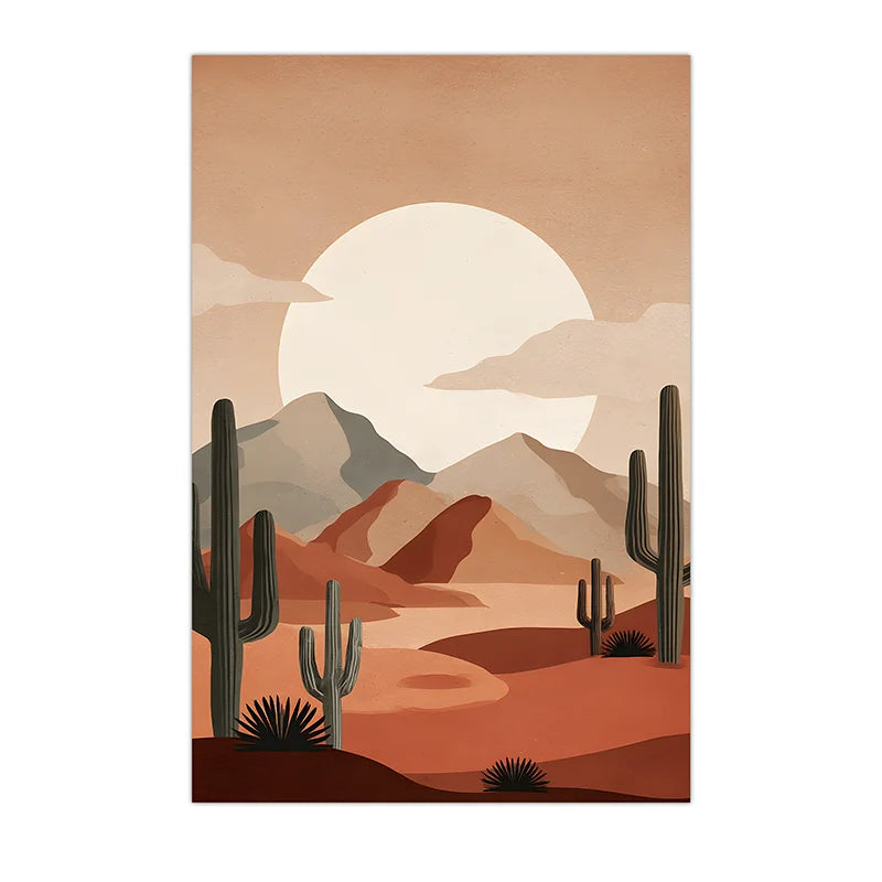 Boho Cactus Desert Sunset Canvas Wall Art Print | Unframed Canvas Wall Art Print Peaceful Pleasures Health and Wellness 02 40x60cm No Frame China Mainland