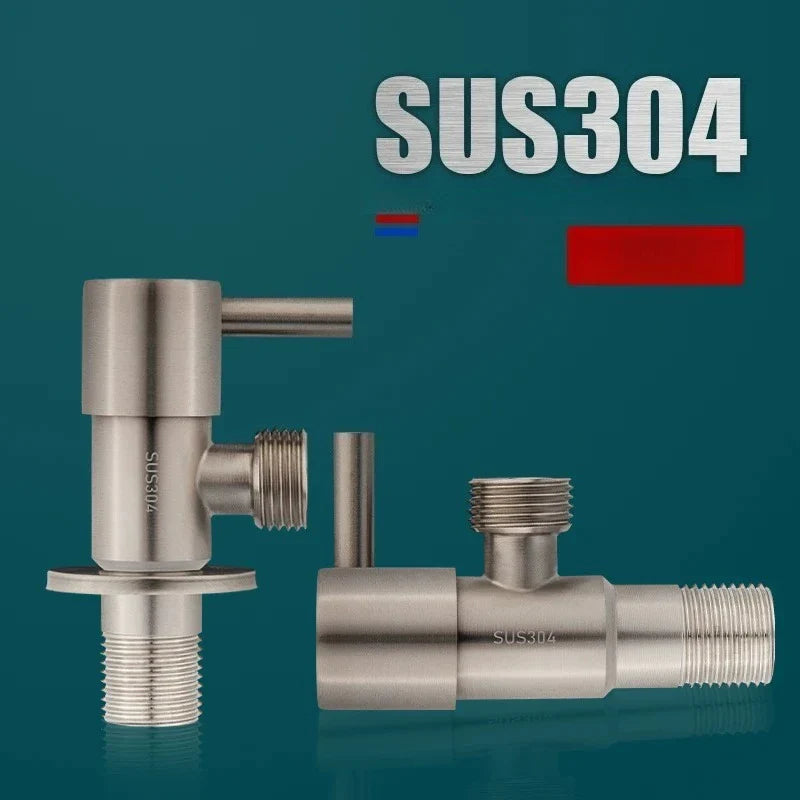 SUS304 Brushed Stainless Angle Valve G1/2" Hot & Cold Shut-Off