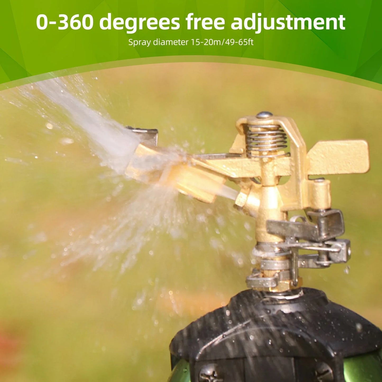 Heavy Duty Lawn Sprinkler 360 Degree Large Area Irrigation Impact Sprinkler on Tripod Base Sprinkler Nozzle for Lawn/Yard/Garden Peaceful Pleasures Health and Wellness