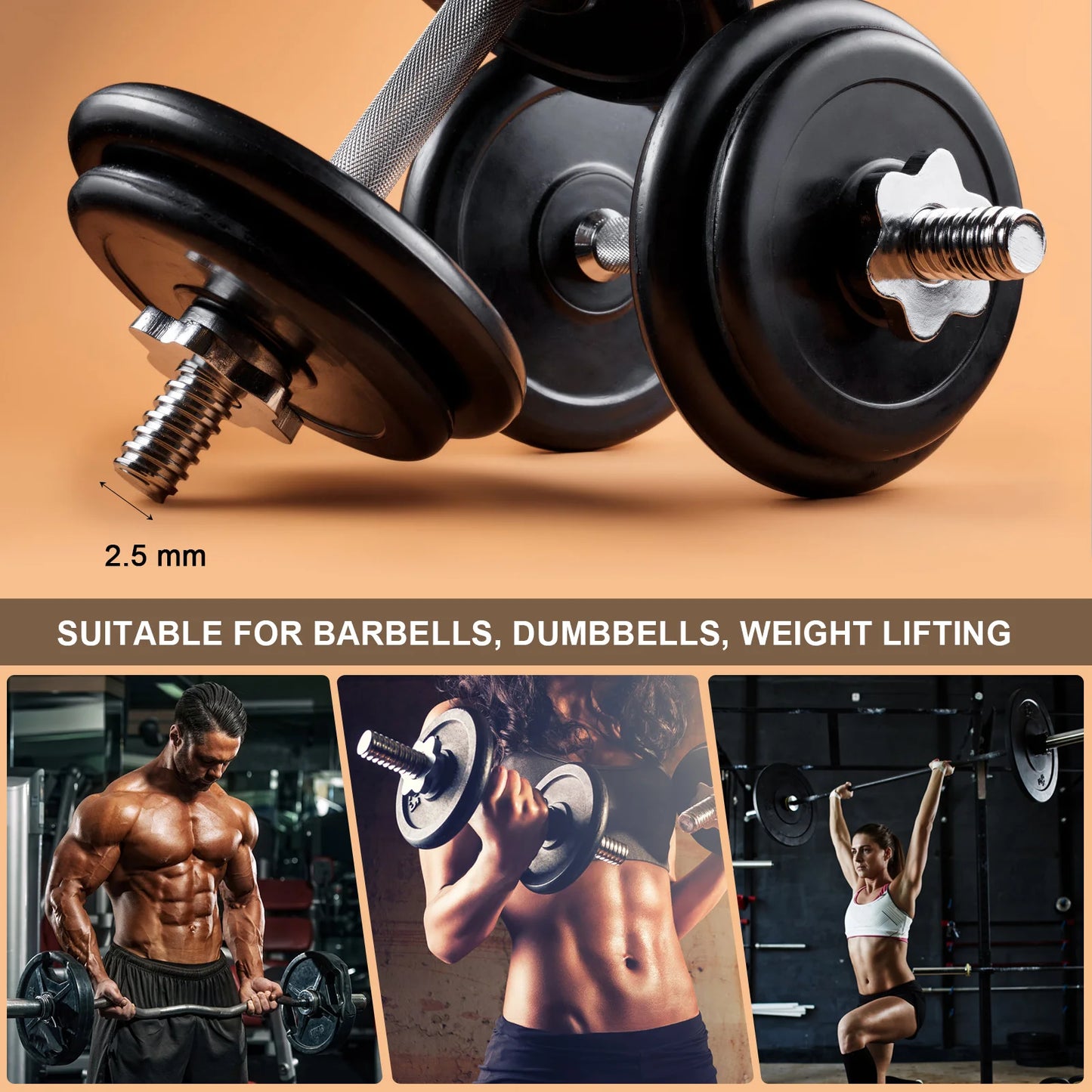 2pcs Anti-Slip Weight Lifting Nut Dumbbell Nut Handbell Bar Clip Lock Screw Nut Dumbells Bar Nut Dumbells Bar Collar Screw Peaceful Pleasures Health and Wellness