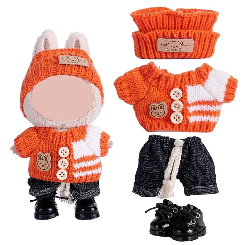 17cm Doll Sweater Pants Hat Set | 1/12 Scale Fashion Outfit