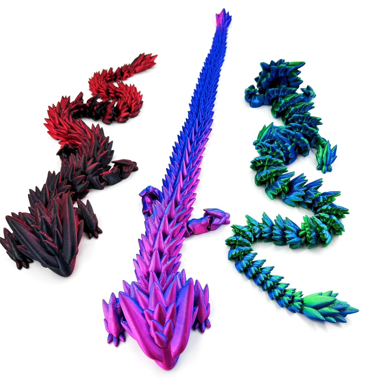 2-Piece Set with Random Color Gradient, Dragon King Design, 3D Printed Articulated Dragon, Luminous Version Available, Movable, Multi-Color Gradient Crystal Dragon, Creative Ornament for Office Display, Statue Decoration Peaceful Pleasures Health and Wellness