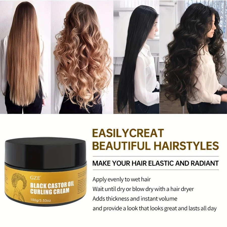 GZE Black Castor Oil Curl Defining Cream – Anti-Frizz 100g Curl Defining Cream Peaceful Pleasures Health and Wellness