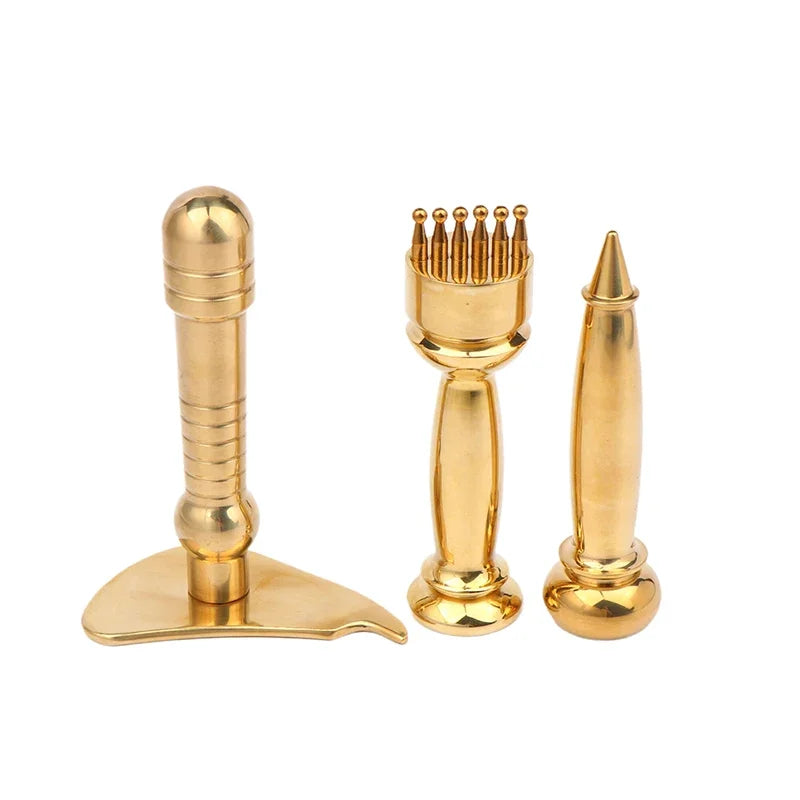 Pure Copper Meridian Massage Stick Trigger Point Body Massager Brass Meridian Scraping Board Muscle Relaxation Acupoint Pres Pen Peaceful Pleasures Health and Wellness