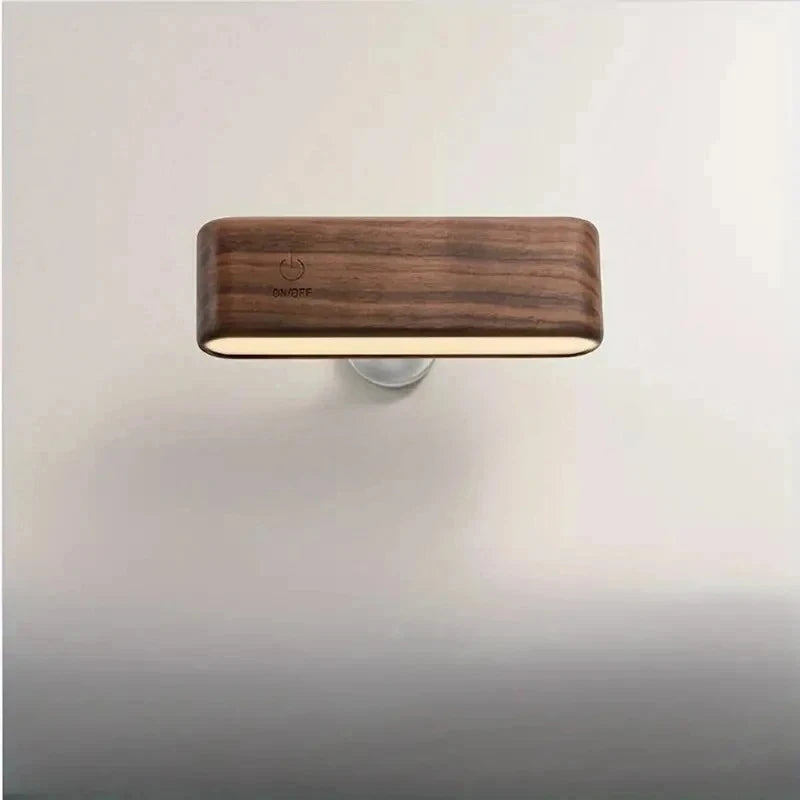 LED No-Drill Wireless Wall Lamp | Modern Wood Bedside Light