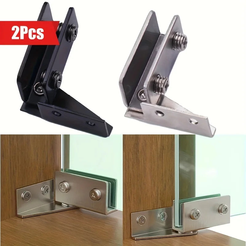 2Pcs Non-perforated Glass Door Hinge Display Cabinet Glass Cabinet Hinge Side Mounted Stainless Steel Furniture Hardware Hinge Peaceful Pleasures Health and Wellness