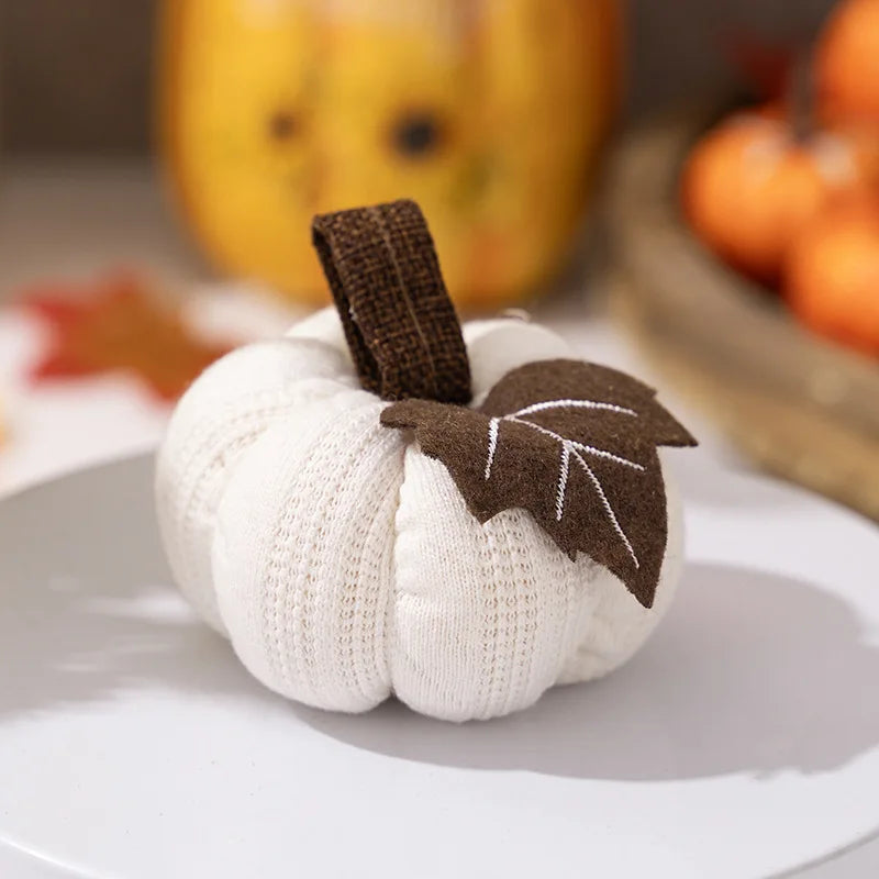 Knitted Pumpkin Ornaments for Halloween Festival Party & Home Bonsai Pendant Decor Halloween Gift Peaceful Pleasures Health and Wellness WHITE