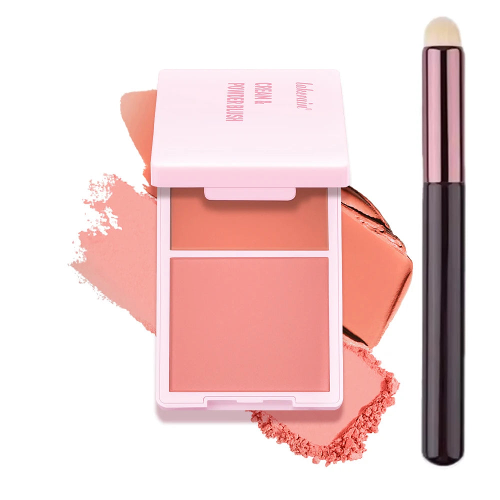 Blush Juvia's Cream Powder Matte Blush Makeup Rose Pan Long-lasting Wearing High Pigment Natural Matte Blush Duo Cosmtics Peaceful Pleasures Health and Wellness 1and brush