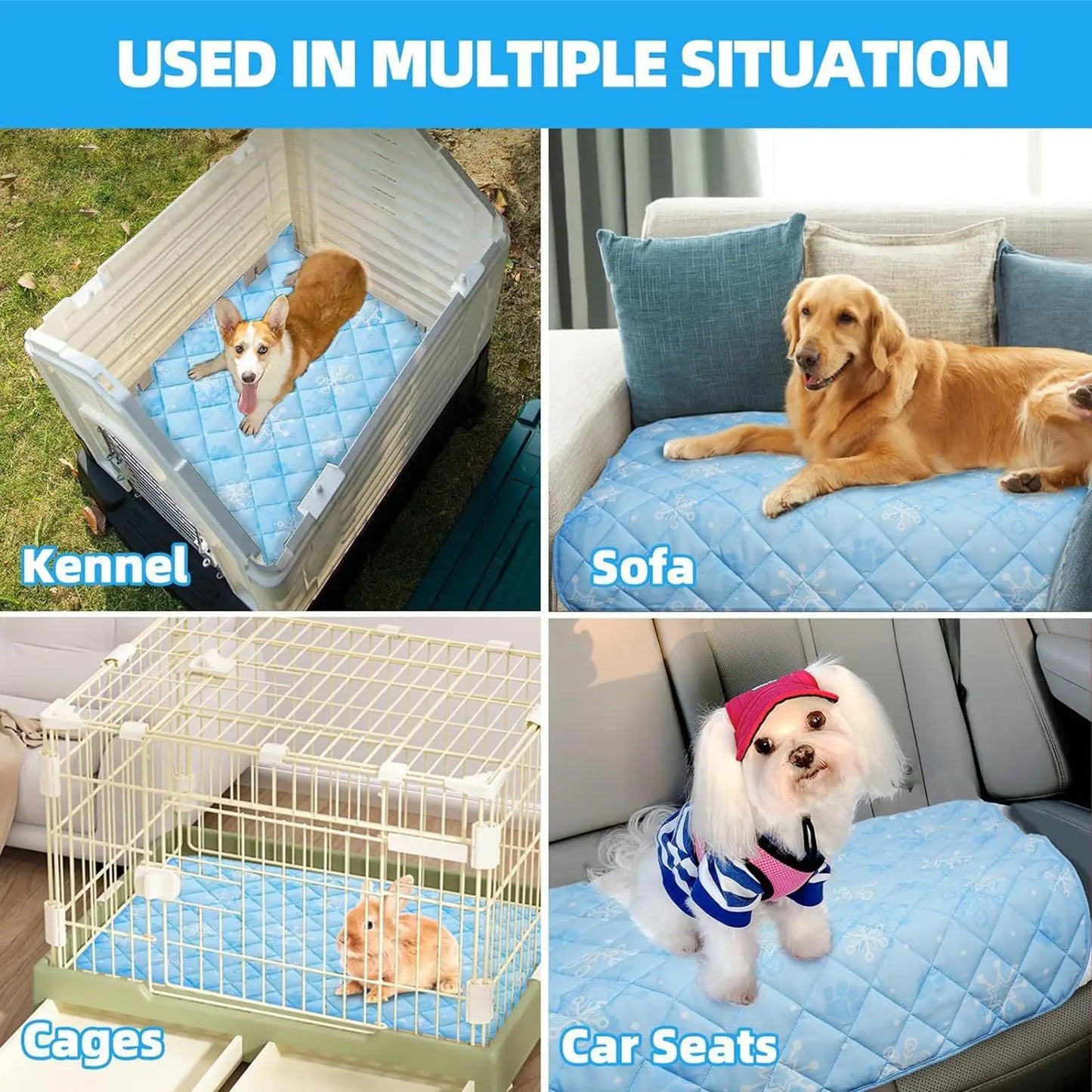 Dog Cooling Mat Waterproof Non-Slip Kennel Blanket Cooling Mat For Crate Kennel Car Sofa Bed Floor Summer Outdoor Indoor Peaceful Pleasures Health and Wellness