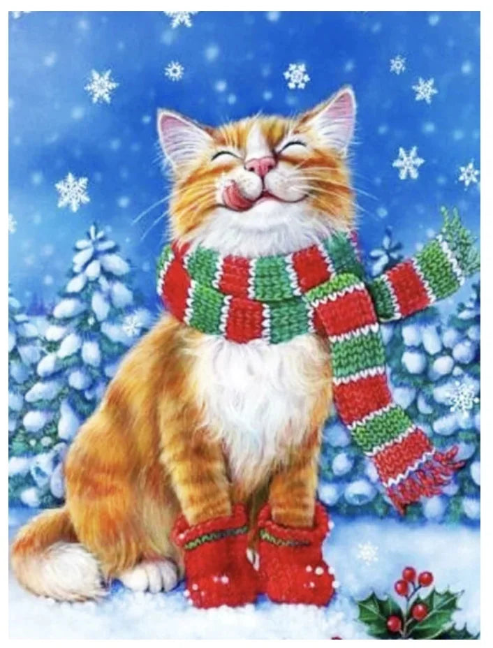 Funny Christmas Cat Vintage Canvas Poster | Retro Wall Art Print Canvas Wall Art Print Peaceful Pleasures Health and Wellness ZLH5539 50x70cm No Frame