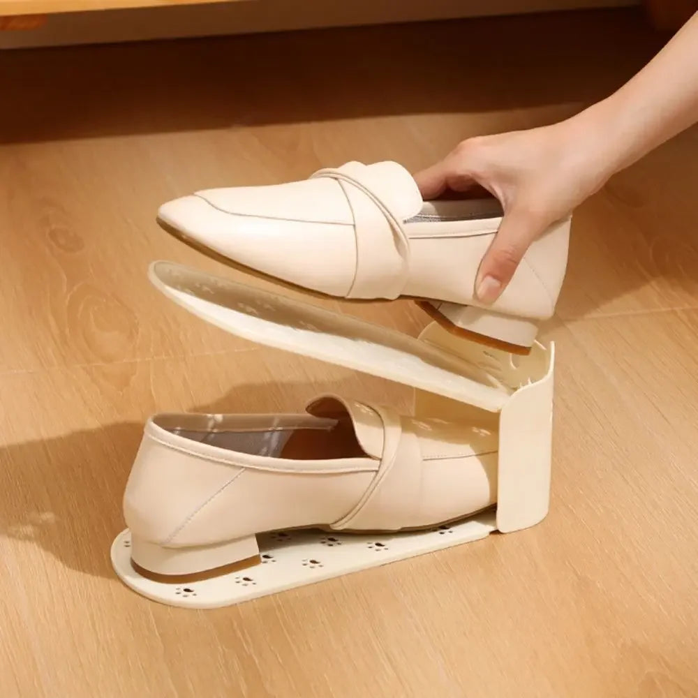 2026 New Adjustable Shoe Rack Solid Color Double Layer Shoe Organizer Durable Space Saving Shoes Stand Closet Organization YUZI Peaceful Pleasures Health and Wellness