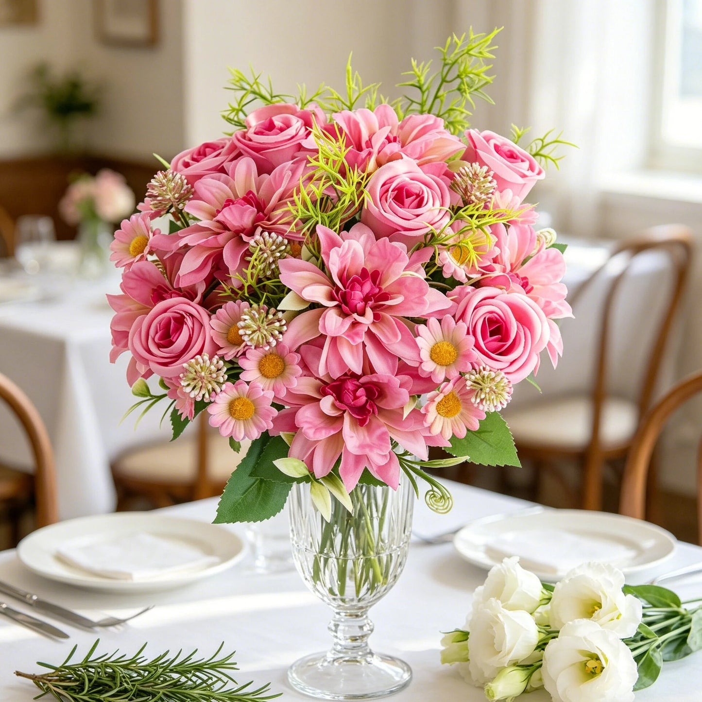 Artificial Silk Dahlia Rose Bouquet | Wedding & Home Decor