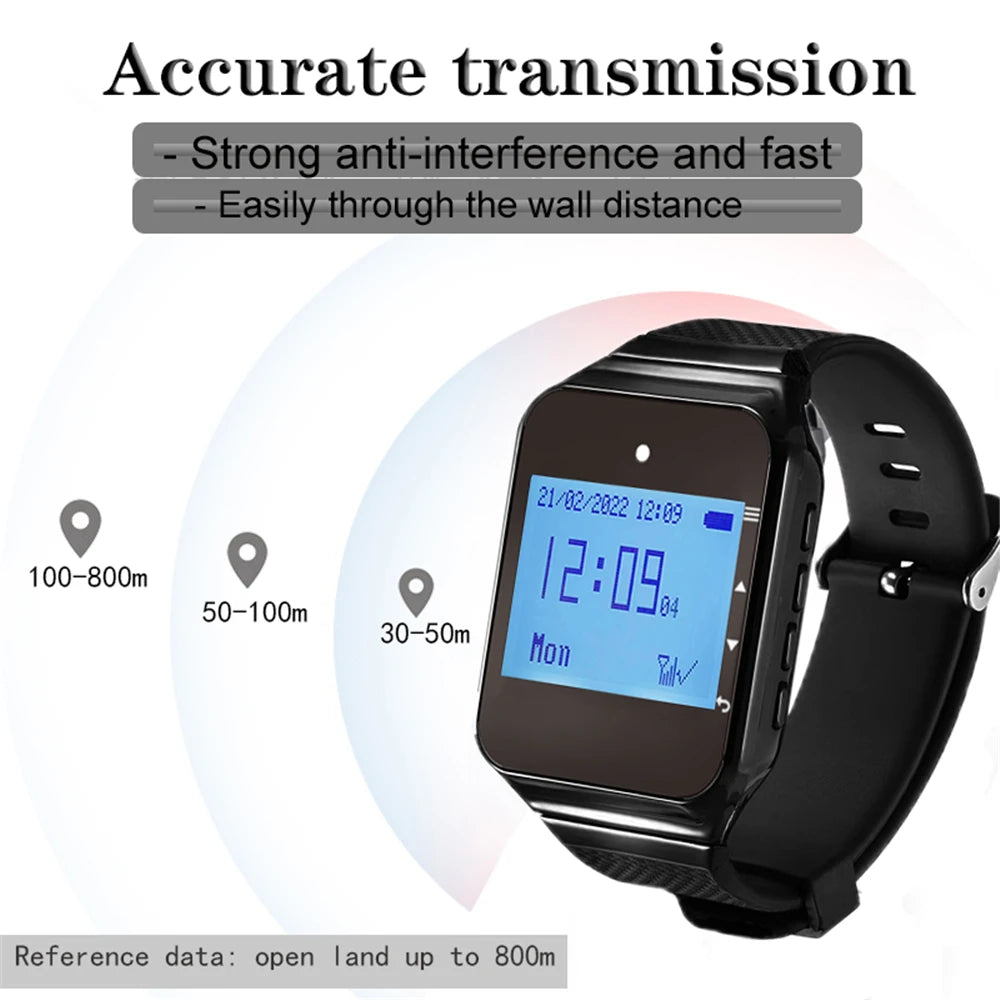 Restaurant Pager Wireless Waiter Calling System Watch Receiver Call Button For Cafe Clinic Dentist Peaceful Pleasures Health and Wellness