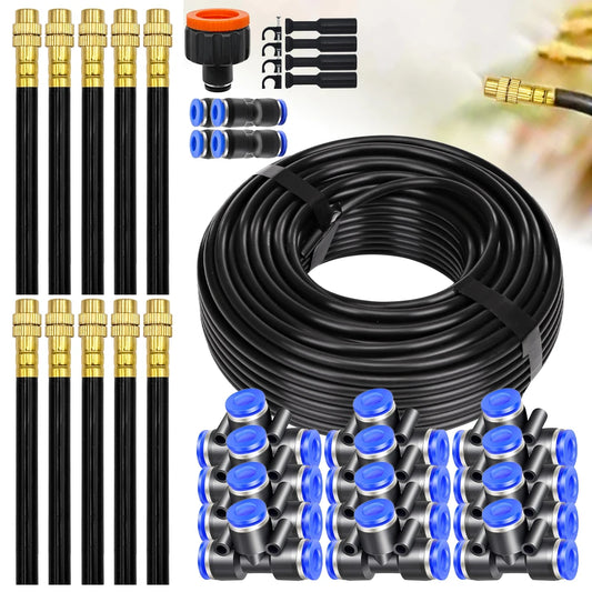 30M-5M DIY Free Bending Universal Sprayer Kit 8mm Hose Patio Misting Cooling System for Garden Plant Fogging Watering Irrigation Peaceful Pleasures Health and Wellness