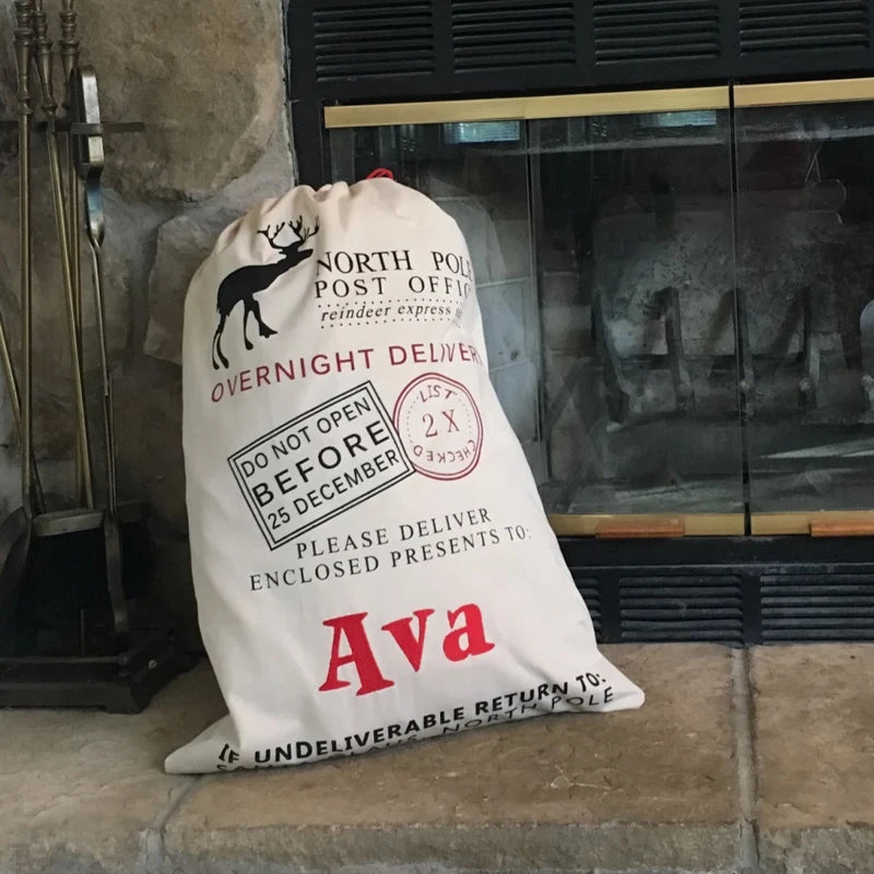 Personalized Reindeer Santa Sack | Christmas Gift Bag for Kids