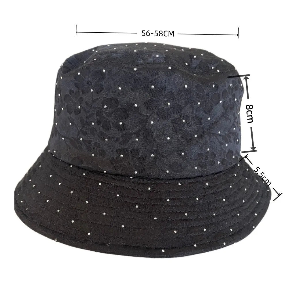 Floral Print Women's Bucket Hat – Rhinestone Sun Hat