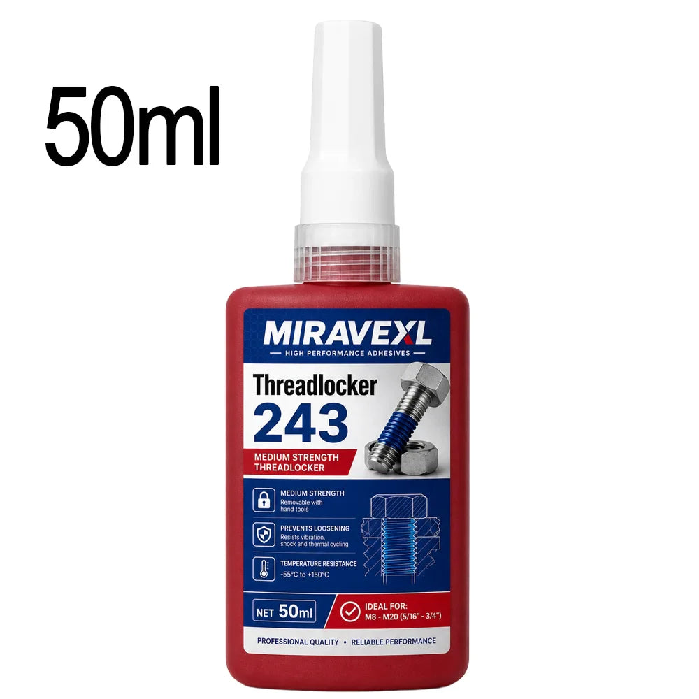 MIRAVEXL Threadlocker 243 Medium Strength Anaerobic Adhesive 10/50ml