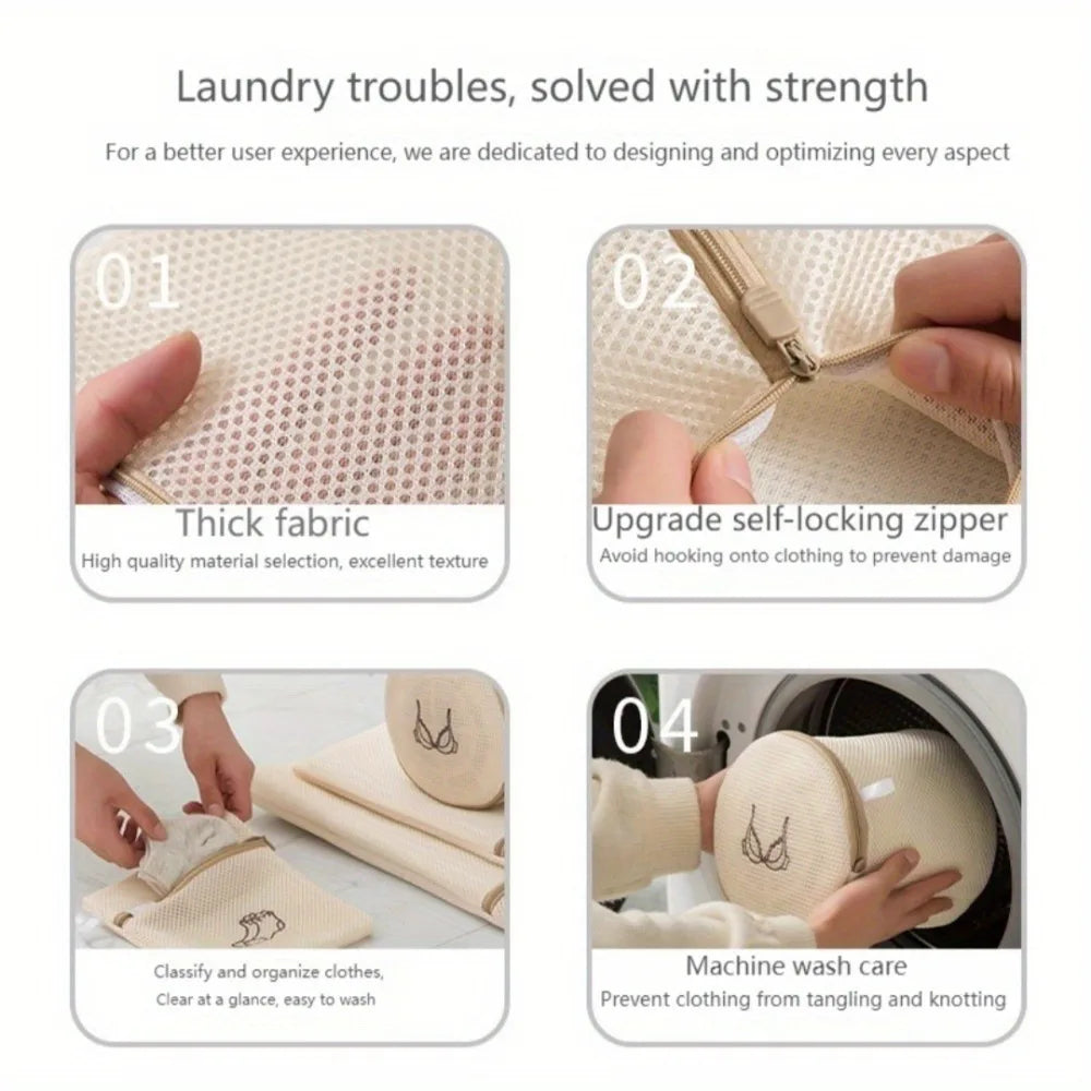 6-Piece Mesh Laundry Bags Set – Zippered & Breathable
