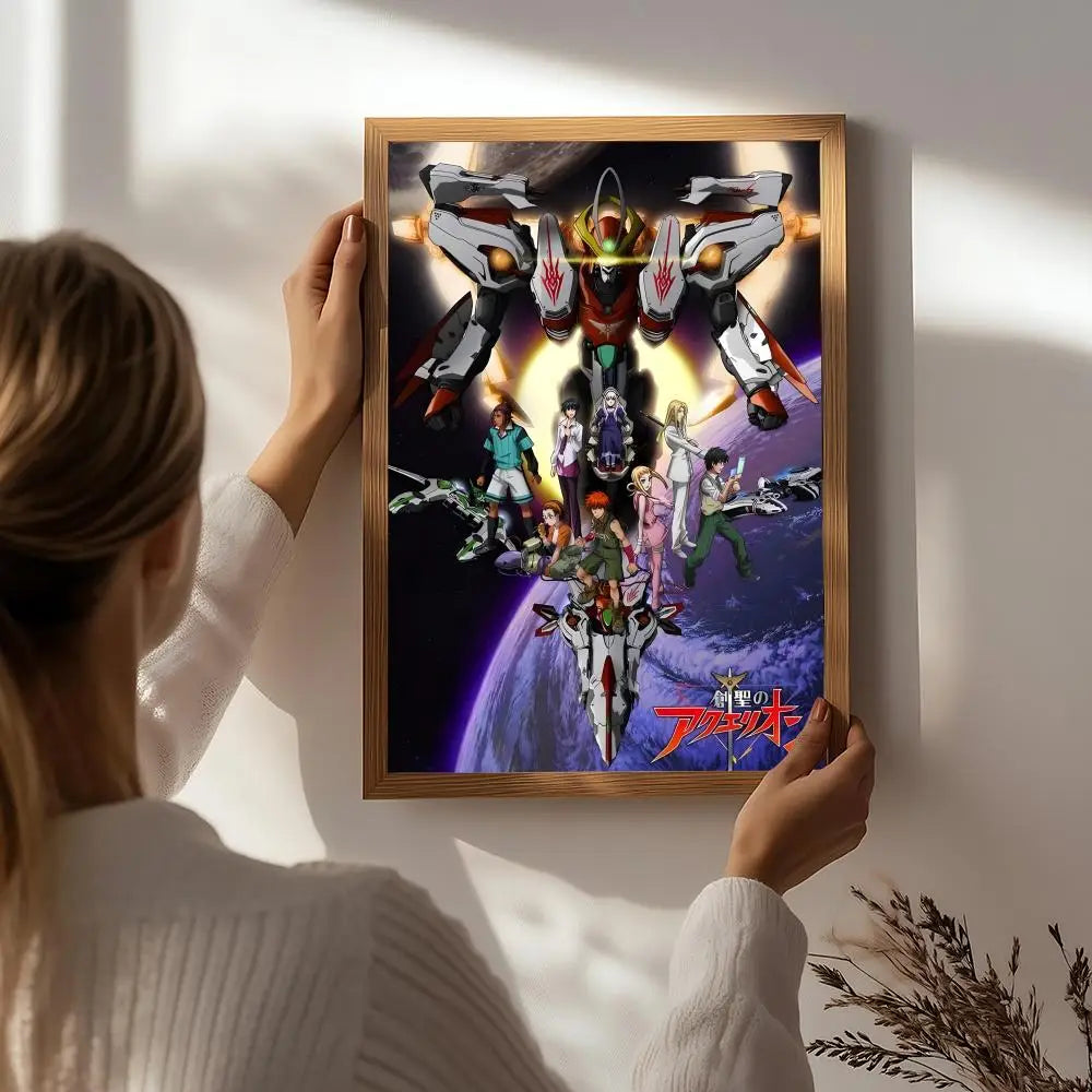 Anime G-Genesis of Aquarion Poster HD Self Adhesive Waterproof Wall Art Ideal for Home Office Dorm Bedroom Great Gift Peaceful Pleasures Health and Wellness White8 50X70cmNoframe