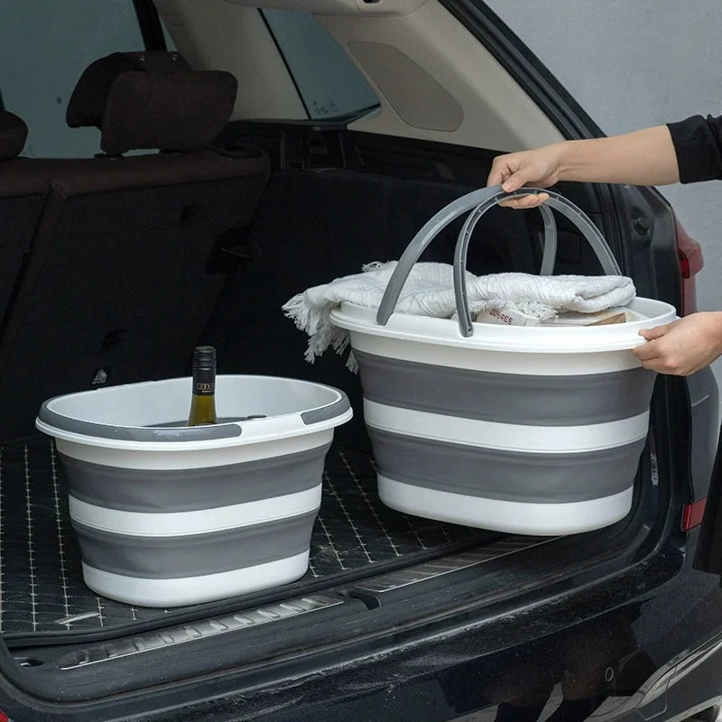 16L Collapsible Mop Bucket | Foldable Silicone Tub with Handles