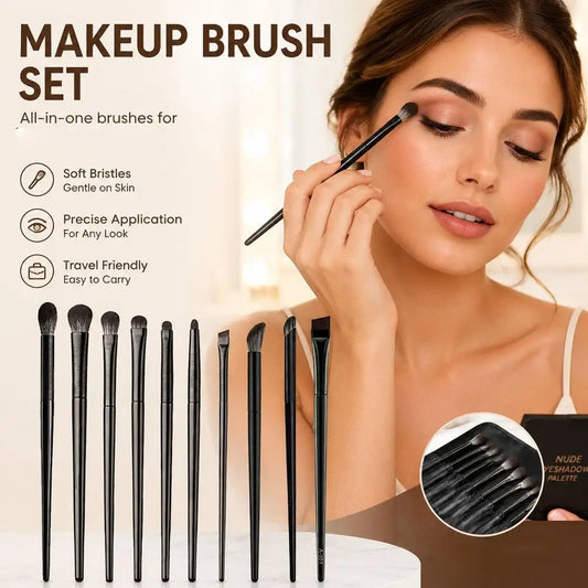 10-Piece Eye Makeup Brush Set – Concealer, Eyeshadow, Blending, Eyeliner & Spoolie Peaceful Pleasures Health and Wellness