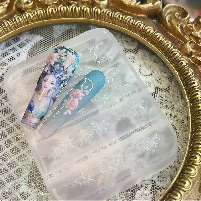 Clear Silicone Nail Flower Chains Carving Bow Mold Nail Decorations Nails DIY Design Stereoscopic Stamping Plate Manicure Tools Peaceful Pleasures Health and Wellness