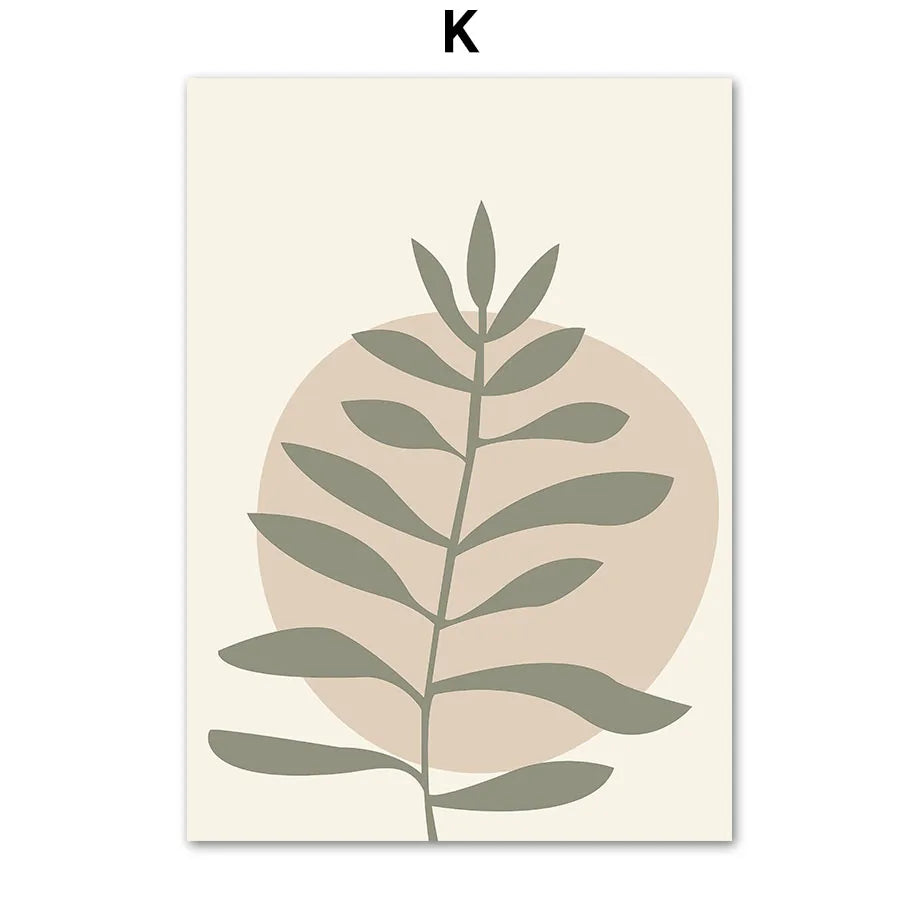 Boho Sage Green Leaves Face Posters Abstract Artwork Geometric Wall Art Canvas Painting Nordic Art Poster Living Room Home De Peaceful Pleasures Health and Wellness K 30x40cm Unframed